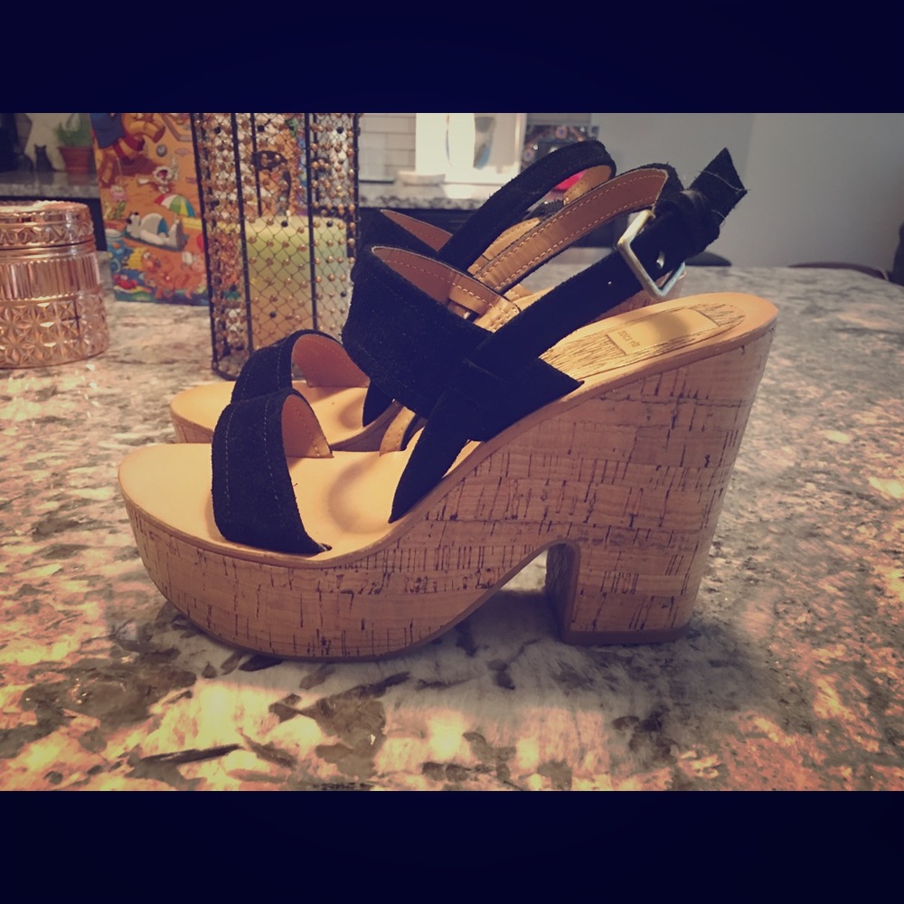 Women's Black Rosa Suede Platform Sandals